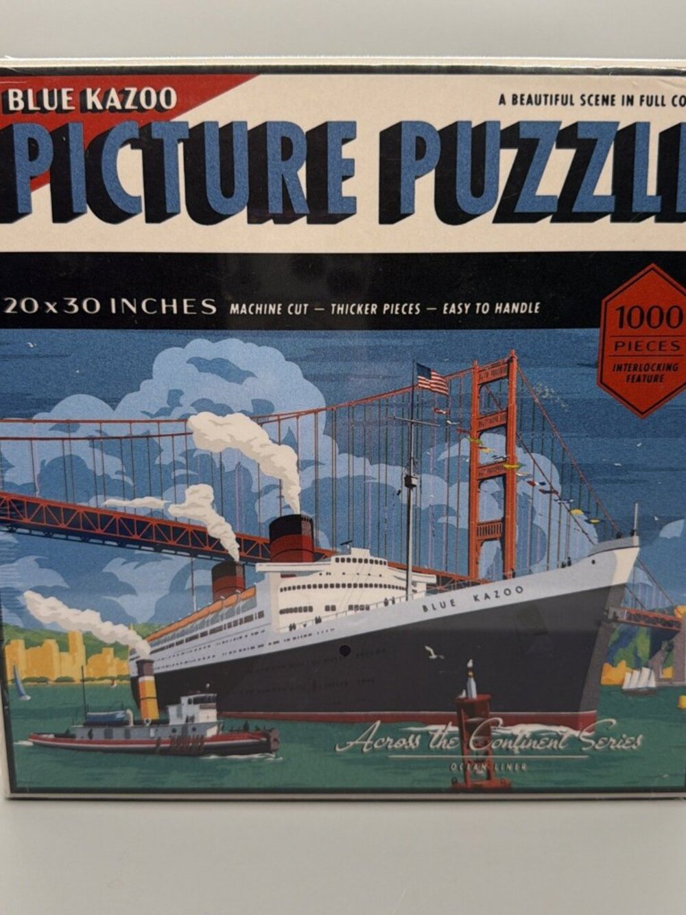 Blue Kazoo Picture Puzzle 1000 Pc Ocean Liner Golden Gate 20x30 Sealed